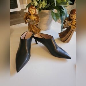 Stuart Weitzman Black Leather Mules